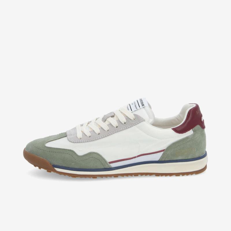 CAMDEN SNEAKER M - NYLON/SUEDE/NAP - OFF WHITE/GREEN/BURGUNDY